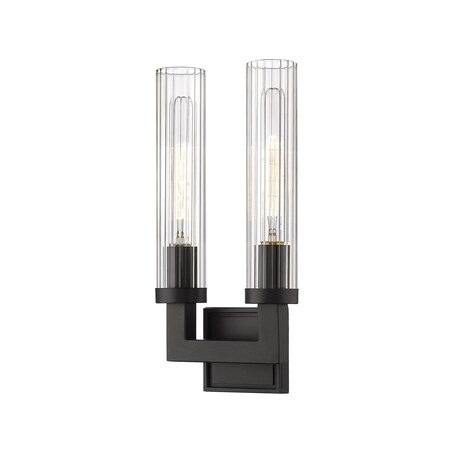 Z-Lite Beau 2 Light Wall Sconce, Bronze & Clear 3031-2S-BRZ